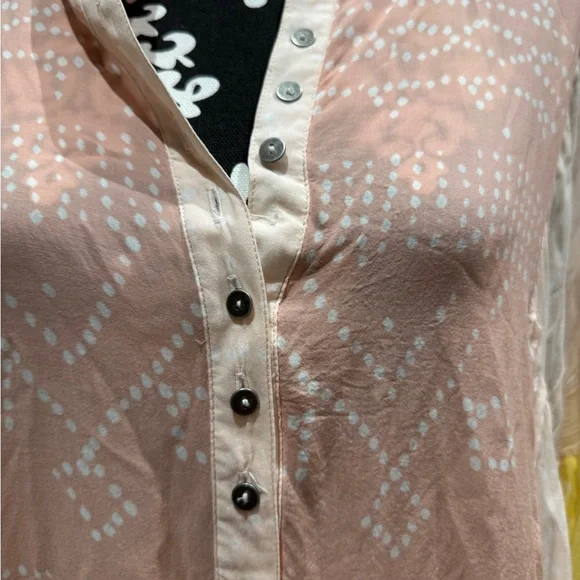 Free People Peach and White Polka Dot Blouse - Picture 3 of 5